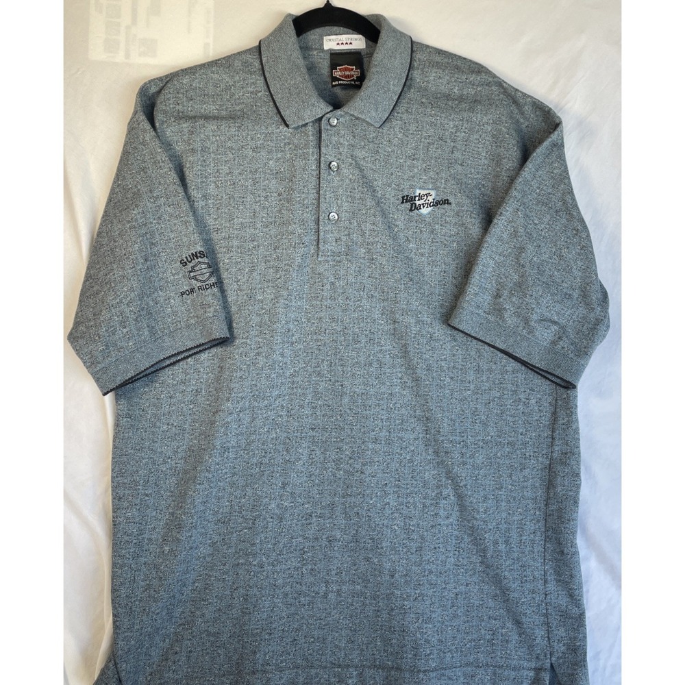 Harley Davidson Men Crystal Springs SS polo shirt Grey XL Sunset Port Richey, Fl